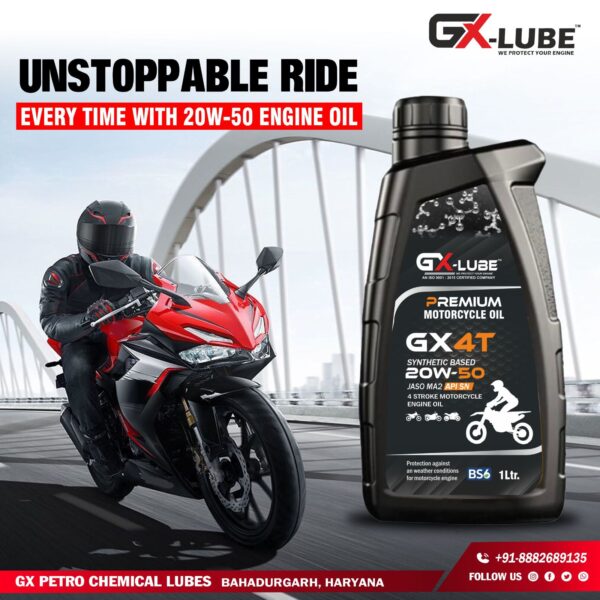 GX-LUBE Premium Motorcycle Oil GX 4T 20W-50 (1L)